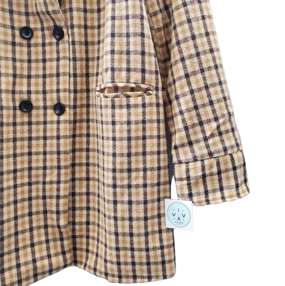 Plaid Double Breasted Button Pocket Blazer - Picture 10 of 13